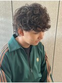 メンズナチュラルマッシュウルフクリームパーマプードルパーマ