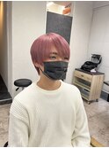 ホワイトピンクアッシュ小顔カットマッシュショートブリーチ所沢