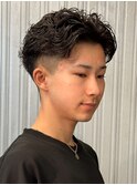 アップバング短髪ツイストスパイラルブリーチパーマツイスパ