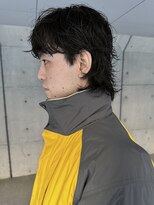 メンズフェザーパーマ黒髪ショートウルフ