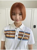 ショートヘアグレージュミルクティーベージュシースルーミニボブ