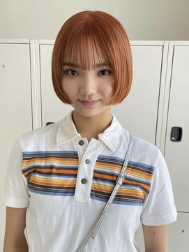 エイチ(811) ショートヘアグレージュミルクティーベージュシースルーミニボブ