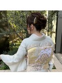 訪問着　ヘアセット　セミロング　和髪　まとめ髪　礼装