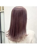 透け感 くすみピンクベージュ外ハネ艶髪暖色カラー大人可愛い