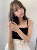 ロブヘア／暗髪くすみブルー／くびれヘア20代30代40代