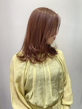 マイル 渋谷(mile) ミディアムレイヤー×ピンクベージュ