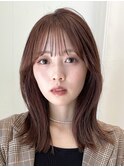 くびれミディアム/大人可愛い/韓国/小顔ヘア/シースルーバング