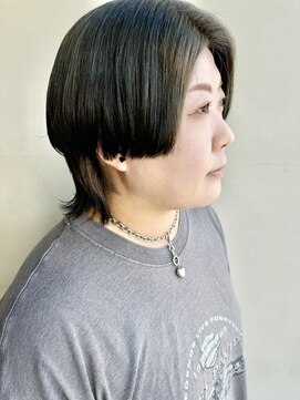 ヘアー アイス 御器所本店(HAIR ICI) ウルフスタイルデザインカラー毛先ブラックカラーオリーブカラー