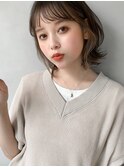 イヤリングカラー　ボブ　大人かわいい　フェザーバング