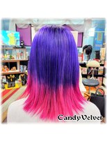 美容室キャンディー ベルベット(Candy Velvet) 紫ピンクの上下ツートン