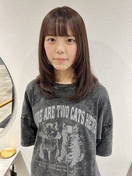 ラミエバイメルト 下北沢(lamie by melt) レイヤーカットミディアムウルフレイヤー透明感カラーオリーブ