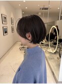 グラボブブラウンミニボブナチュラルブラウンハイライト