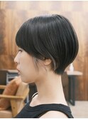 ショート　チェリーブラウン　デジタルパーマ　丸型　卵型　四角