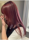 暖色カラーボルドーカラーチェリーレッドチェリーピンク赤髪