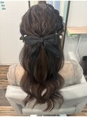 編み込みハーフアップ