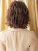 □ココアブラウン大人可愛い波巻きボブパーマ403-2大宮20代30代