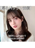 前髪顔まわり小顔似合わせミディアムレイヤーグレージュカラー！