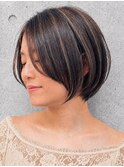 ショートボブ×大人ハイライト ショートレイヤー
