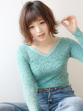 ジアン バイ ミルボン NU茶屋町+(GIEN by milbon) ギザバングタンバルモリ外ハネフェザーボブ