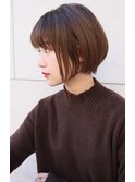 大人かわいいひし形フリンジウェーブココアブラウン厚めバング