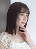 外ハネボブ　ロブ　切りっぱなし　美髪　ストレート