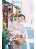 梅田ヘアセットサロンRiccoのガーリーツインアップヘアセット
