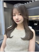 韓国レイヤーカット/くびれ巻き/前髪顔周り/セミディ[門前仲町]