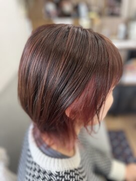 ロハン ミナトマチノ美容室(LOHAN) 大人ミディアムショート　イヤリングカラーで大人の可愛さを