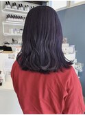 ダークパープルカラー×ゆるふわウェーブ×ミディアム