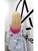 【Hana指名】ブロンドベースの毛先に推し色[ハイトーン]