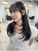 ミディアムレイヤー 艶カラー 暗髪 韓国風 髪質改善 福岡美容室