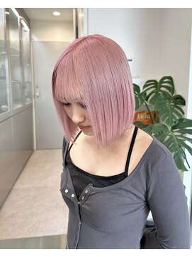 サンクマーケット 渋谷(cinq MARKET) 渋谷ブリーチダブルカラー切りっぱなしボブラベンダーピンク韓国