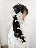 編み込みリボンヘア
