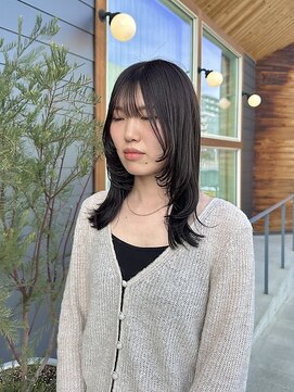 エムサロン 高崎あら町テラス店(emusalon) ［rena］顔周りザクザクレイヤー×艶感ラベンダーグレージュ