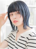 ぱっつん前髪大人ガーリーミディアムウルフh3越谷20代30代40代
