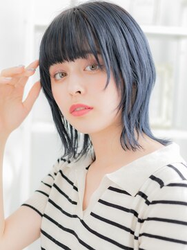 モッズヘア 越谷(mod's hair) ぱっつん前髪大人ガーリーミディアムウルフh3越谷20代30代40代