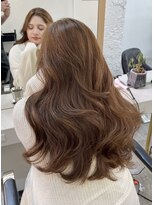 ブレンド 渋谷(BLend) ハイライトカラーくびれヘアアプリコットオレンジ