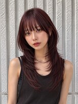 ネオリーブカップ 町田店(Neolive capu) ハッシュカット/フレンチバング/ワインレッド×韓国レイヤー#