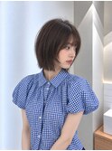 地毛風縮毛矯正韓国風顔まわりレイヤー小顔ボブ切りっぱなしボブ