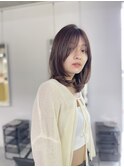 韓国顔まわりレイヤーカットグレージュオリーブベージュブラウン
