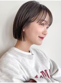 顔周りレイヤーカットグレージュカラーくびれボブショートカット