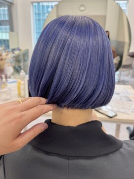 Goofy銀座/ブリーチダブルカラー/ブルーバイオレット/ミニボブ