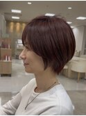 ショートボブ/ミルクティーブロンド/ダークブルー/平塚駅