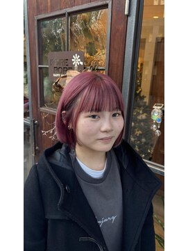 ポレポレハッピーヘアワーク POREPORE HAPPY HAIR WORK POREPORE　【谷保/国立】ボブ　ピンクカラー