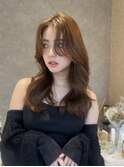 韓国風顔まわりレイヤーカット×ショコラブラウン