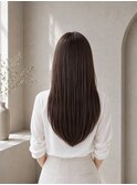 美髪ストレート×グレージュ