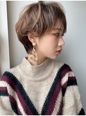 イルミナカラー×丸みショート×ナチュラルベージュ