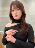 ブリーチなしチョコレート色×前髪/顔周りレイヤー韓国ヘア[大宮