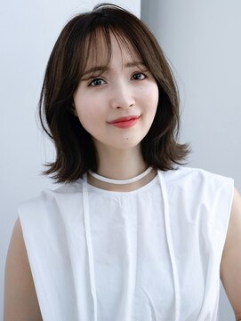 エインアンリー 表参道(AIN.ANLY.) 2ぱっつん前髪流し前髪鎖骨ミディアムボブ耳かけボブパーマ小顔