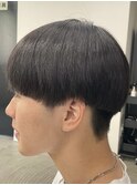 フェザーパーマ/グレーブルーカラー/刈り上げショートパンク